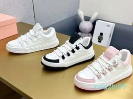 Zapatos informales blancos con cordones para mujer, zapatillas de deporte de cuero de viaje, de piel de vaca, de suela gruesa, de diseñador, para correr