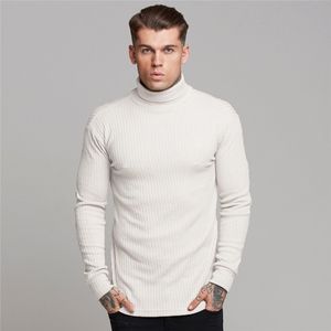 Blanc Casual Coups de turtleneck Sweaters Hommes Pulls Automne Hiver Mode Mince Pull Solide Slim Slim Handes à manches longues Knitwear 201204