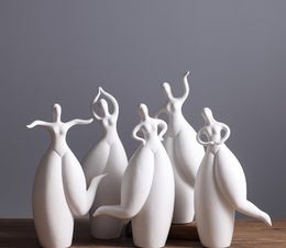 witte keramische creatieve danser meisjes dame standbeeld home decor ambachten kamer decoratie dikke schoonheid ornament porselein figurine geschenken