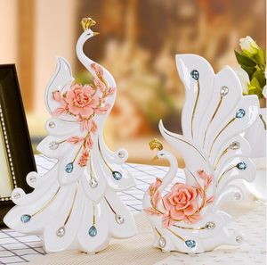 Wit keramische pauw liefhebbers home decor ambachten kamer decoratie handwerk ornament porselein dier beeldje bruiloft decoratie