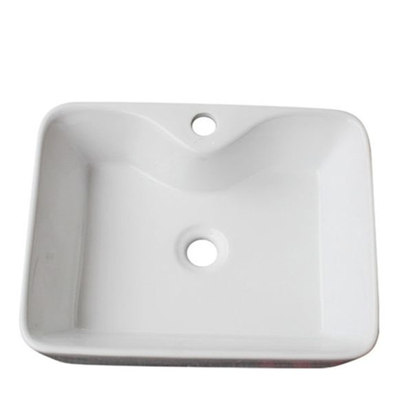 Lavabo à lavabo en céramique blanche Récaru de salle de bain comptoir semi-emballé bassin carré Balconie évolue avec drain du robinet