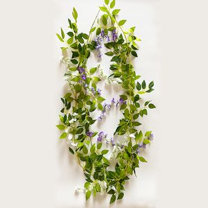 Champagne blanc Fleurs artificielles Garland Fake Vine Silk Rose For Wall Plants suspendus Arche de mariage Jardin Home Decor