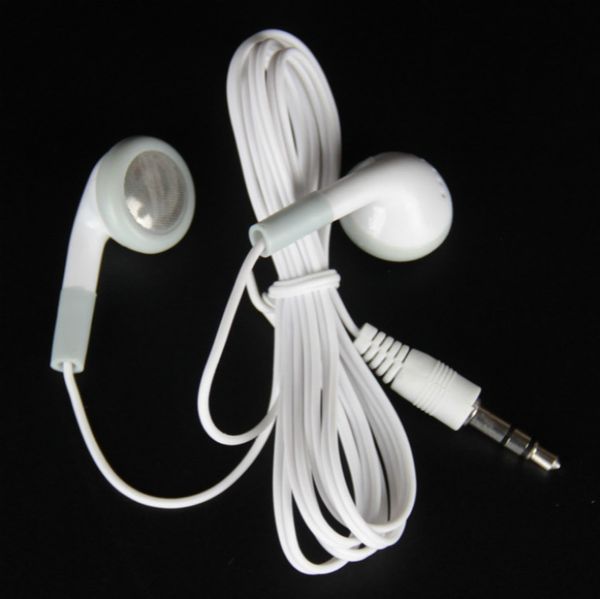 Écouteurs intra-auriculaires jetables blancs bon marché pour lecteur de musique MP3 tablette téléphone portable pour cadeau d'entreprise