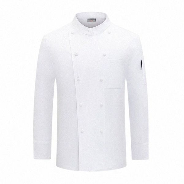 Chaqueta de chef blanca LG manga chef abrigo camiseta hotel chef uniforme restaurante abrigo panadería transpirable ropa de cocina logo R5Gc #
