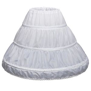 Wit Kinderen kids Petticoat A-lijn 3 Hoops Een Laag Kids Crinoline Lace Trim Meisje Jurk Onderrok Elastische Taille