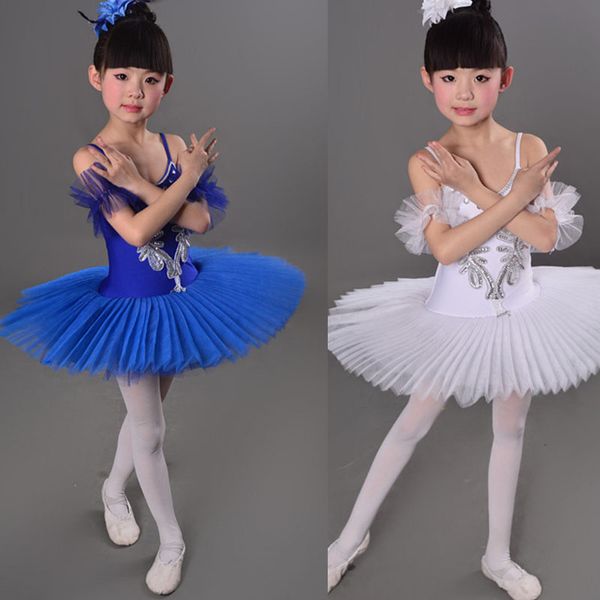 Vêtements de scène Costumes de robe de danse Tutu de Ballet pour enfants blancs lac des cygnes enfants filles tenues de danse de salon