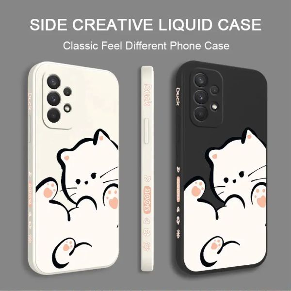 Case de teléfono de silicona de gato de nube blanca para Samsung Galaxy A54 A34 A32 A13 A52S A24 A73 A14 A53 A52 A04S A71 A04E A72 A12 A03S Cubierta