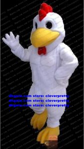 Witte pik haan mascotte kostuum kip kippen kip chicling chickling volwassen strip karakterbijeenkomst welkom spelen games zx2975