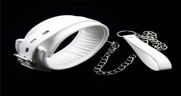 Collares blancos Collar con cadena Fetiche SM Esclavo Cuello Puños BDSM Restricciones Bondage Productos sexuales para parejas Juguetes sexuales Mujeres Hombres 4027641