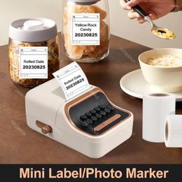 Witte kleur Label Sticker Printer met zelfklevende papierrol Bluetooth Wireless Connect Tag Prijsnotities Afdrukken voor thuis en op kantoor