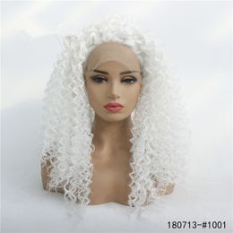 Perruque Lacefrontal synthétique de couleur blanche Simulation perruques avant de lacet de cheveux humains 14 ~ 26 pouces Pelucas 180713-#1001