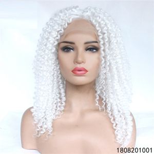 Perruques avant en dentelle de cheveux humains de simulation synthétique de couleur blanche 14 ~ 26 pouces Perruques 1808201001