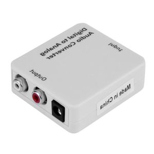 Livraison gratuite Adaptateur de convertisseur de signal audio Toslink optique numérique compact blanc vers analogique R / L / RCA avec câble d'alimentation USB Fibre Cab Rjul