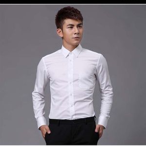 Chemise de marié à manches longues en coton blanc pour hommes Chemises habillées pour occasions formelles2422