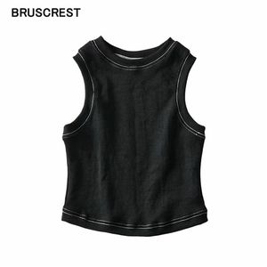 Hauts courts blancs pour femmes, débardeur basique, sexy, mignon, noir, vintage, streetwear coréen, 220325