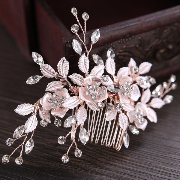 Diadema de cristal blanco, accesorios para el cabello de boda, flores para mujer, tocados de diamantes de imitación hechos a mano para novia, niña, joyería para la cabeza, Clips para tocado, barra