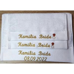 Blanc personnaliser amant cadeau mariage Souvenir anniversaire nom bébé baptême éponge sur mesure maison Textile serviette 220616