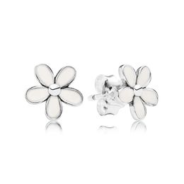 Witte Daisy Flower Stud -oorbellen voor Pandora 925 Sterling Silver Fashion Wedding Party Sieraden voor vrouwen Vriendin Gift Designer Oorringset met originele doos