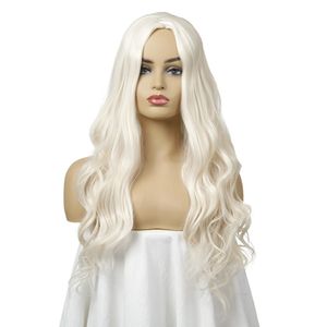 Perruque de vague profonde blanche longue perruques synthétiques femme cosplay mode extension de cheveux