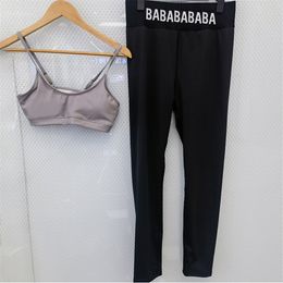 Letters Vrouwen Trainingspak Cropped Mouwloze Yoga Outfit Zomer Droge Snelle Sport Gym Tank Tops Leggings Designer Sportkleding Hardlopen Fitnesskleding