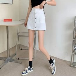Blanc Denim Mini jupe femmes Summer High Taist larges de taille largement coréen mode Y2k Style Womens Bodycon 240424