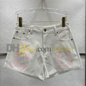 Witte denim shorts zomerontwerper vrouwen korte jeans brief print shorts sexy lage taille Jean shorts