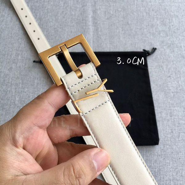 Diseñador blanco para mujer para hombres Casta Casual Fashion Gold Sier Hebilla de aguja Cowskin Birdle Alta calidad con ancho de caja 2.0cm 3.0cm