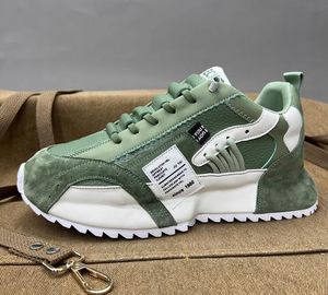 Witte ontwerper Green Flats Casual Shoes Outdoor Tennis Walking Loafer Sneakers Men Leather Breathable Trainers Comfort schoenen