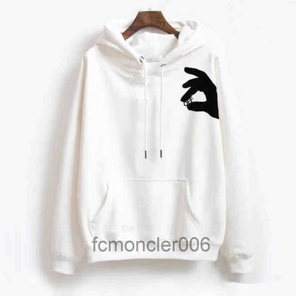 Diseñador blanco para hombre sudaderas con capucha de moda con estampado de dedos Ow marca sudadera con capucha de gran tamaño para mujer diseñadores Whitees OBK9