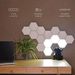 Lampe quantique blanche à capteur tactile, lampes murales LED hexagonales, veilleuse magnétique modulaire créative, DIY, 281A