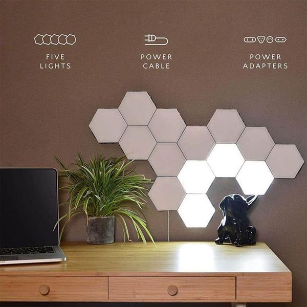 Lampe quantique blanche à capteur tactile, luminaire mural LED hexagonal, veilleuse magnétique modulaire, luminaire créatif, DIY, 257l