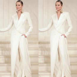 Costume Blazer blanc à Double boutonnage, longueur cheville, manteau Long, pantalon à jambes larges, ample, ensemble 2 pièces de célébrité, sur mesure, 240219