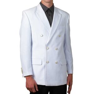 Costumes pour hommes à double boutonnage blanc Slim Fit 2 pièces Tuxedo de marié de mariage personnalisé avec revers à pointe Homme Ensemble de mode Veste Pantalon X0909