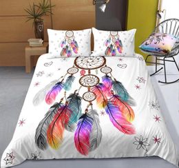 Ensemble de literie de Dreamcatcher blanc King Size peint 3D Couverture de couette simple Quee4153447