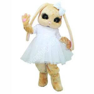 Witte jurk paashaas konijn mascotte kostuum volwassen grootte cartoon anime thema karakter carnaval unisex jurk kerst fancy prestaties feestjurk