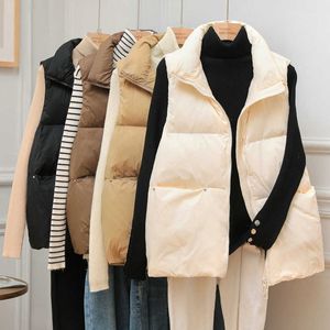 Manteau en duvet de canard blanc sans manches, gilet léger pour femmes, gilet court coupe-vent léger et chaud, 211008