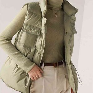 Blanc duvet de canard gilet manteau sans manches lumière femmes Bodywarm coupe-vent léger chaud gilet femme 210819