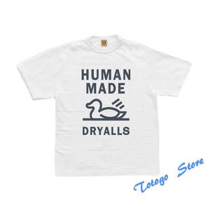 T-shirt imprimé canard blanc pour hommes et femmes, en coton flammé respirant, haut surdimensionné décontracté avec étiquette