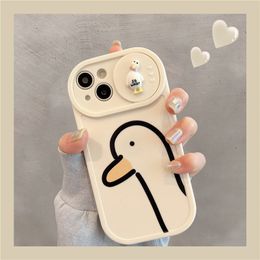 White Duck Silicone Mobile Phone Case met Slider Protect Camera voor iPhone 14 Pro Max
