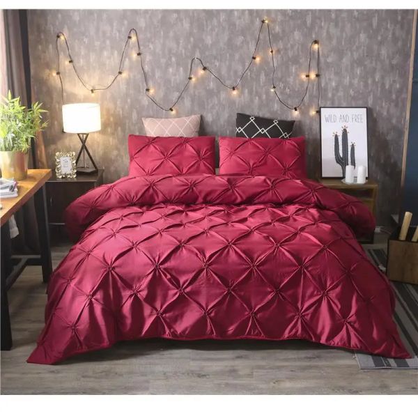 Ensemble de couvercle de couette blanche Pinche Pleat 2 / 3pcs Twin / Queen / King Size Litclothes Litts Sets Luxury Home Hotel Utilisation (pas de remplissage sans feuille)