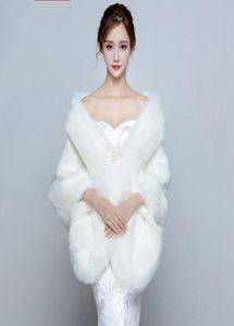 Witte elegante winter bruiloft bontjas Manteaux Mariage Blanc bruiloft jas formele schouderophalen voor dames jas winter 2017 op voorraad7540174