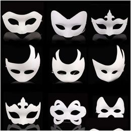 Wit gezicht Ongevoelde vlakte/blanco feestmaskers papier pp masker DIY Dancing Christmas Halloween Masquerade