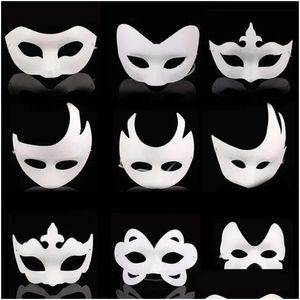 Wit gezicht Ongevoelde vlakte/blanco feestmaskers papier pp masker DIY Dancing Christmas Halloween Masquerade