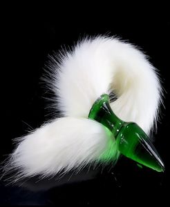 Fake Fox Fox Tail Glass anal plug Toys pour femme adulte masturbator gpot anus stimulateur en verre bouchon bouchon de la queue de la queue Y1901937821