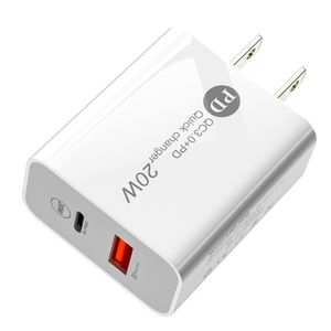 Wit Snel Snel Opladen Dubbele Poorten PD 12W 20W Eu US Ac Home Travel Wall Charger Stekkers voor Iphone 14 15 Ipad Htc Huawei Android telefoon