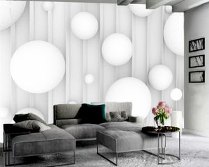 Boule flottante blanche 3d papier peint à la maison décor du salon chambre à coucher