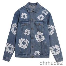 White Flower Brand Mens Jeans Denim Floral Jacket Readymade Foam Co Branded Tears Femmes Puff Imprimé Pull en détresse Broderie Kapok 5pi7 OQ92 OQ92 IS4R