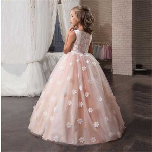 Blanc Fleur Filles Robes Pour Mariage Tulle Dentelle Longue Fille Robe Fête Robe De Noël Enfants Princesse Costume Pour Enfants 12T Q0716