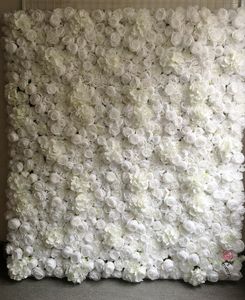 Panneau de fond de mur de fleur blanc pour décoration de fête Rose artificielle et Penoy Mur floral pour arrangements de mariage Photographie 40 * 60cm