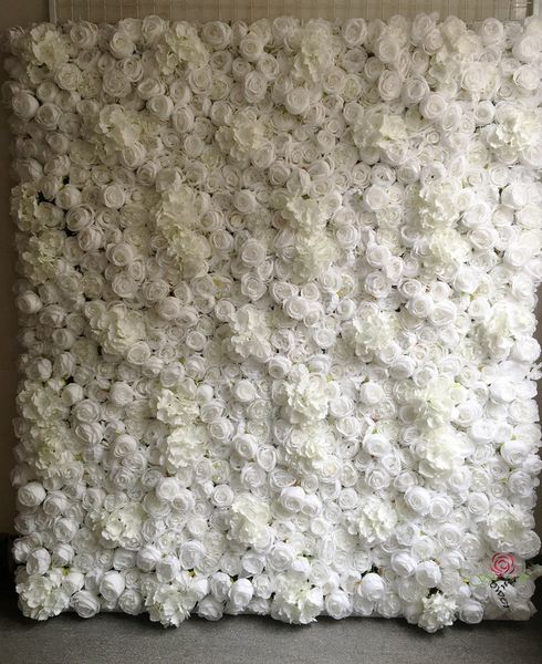 Panel de fondo de pared de flores blancas para decoración de fiestas Pared floral de rosas artificiales y Penoy para arreglos de bodas Fotografía 40 * 60 CM